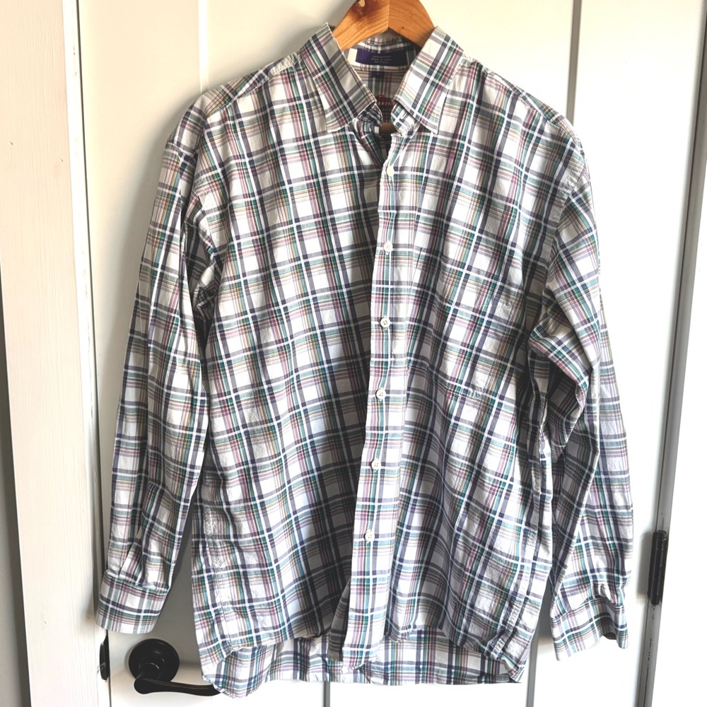Alan Flusser Mens Plaid Button Down Shirt - Picture 3 of 5